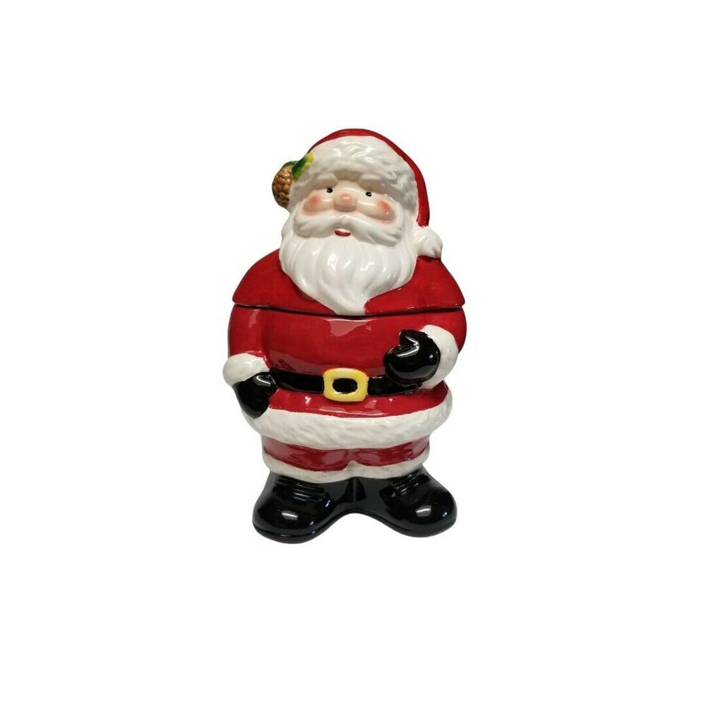 Holiday Santa Cookie Jar Red And White 11 Inches Tall Great as Gift